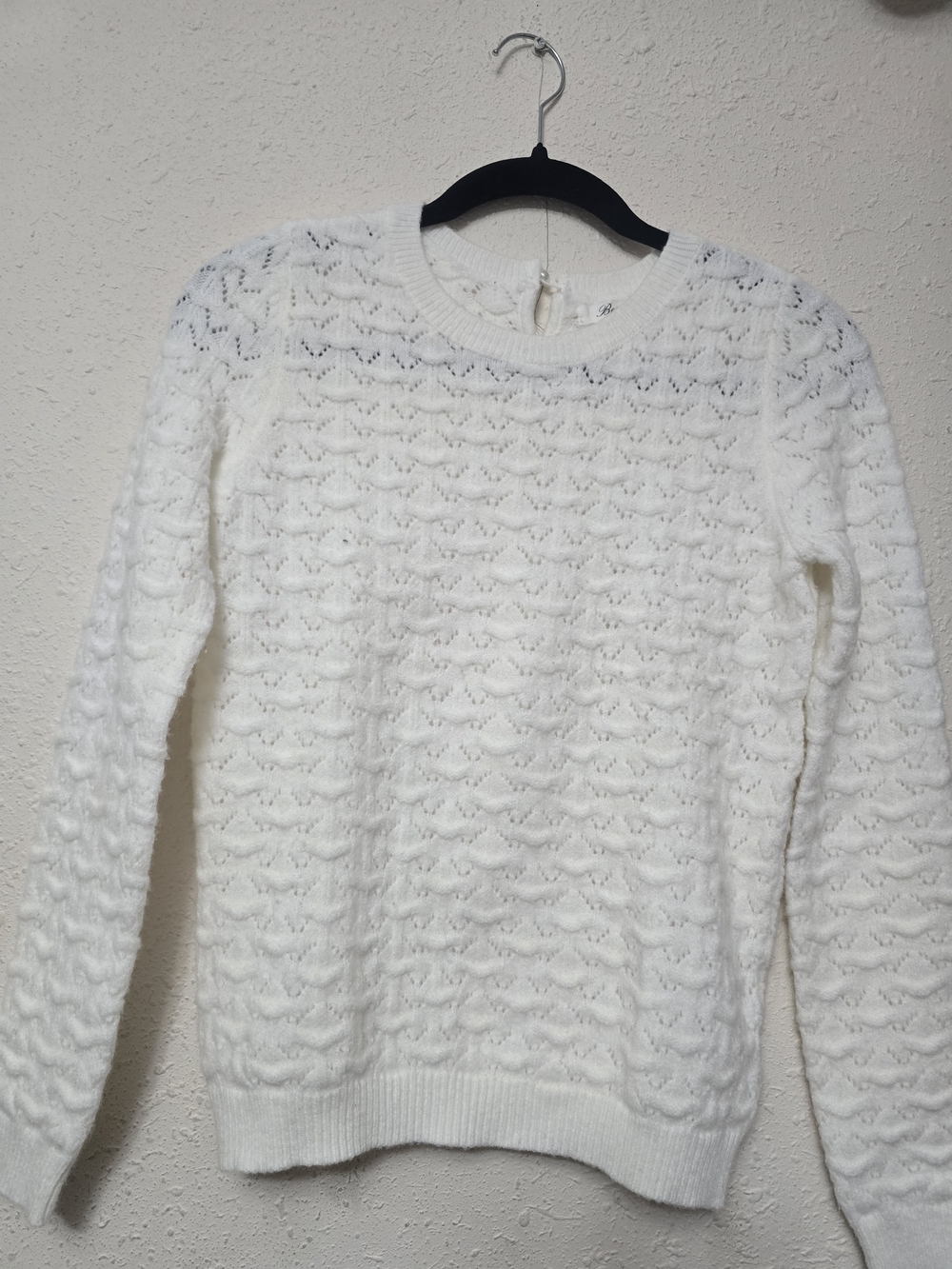 Pearl-Button Ivory Knit Top - Women's Elegant Sweater - Picture 3 of 5